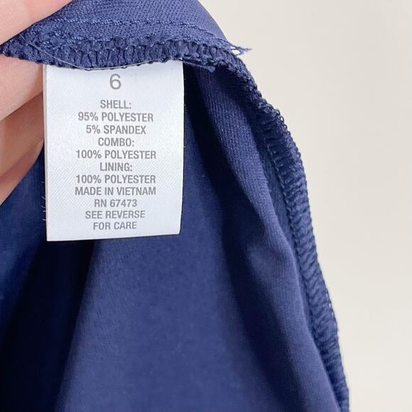 Roz & Ali Floral Lace Fit and Flare Dress Tie Waist Size 6 Navy Blue Sleeveless - Picture 9 of 10